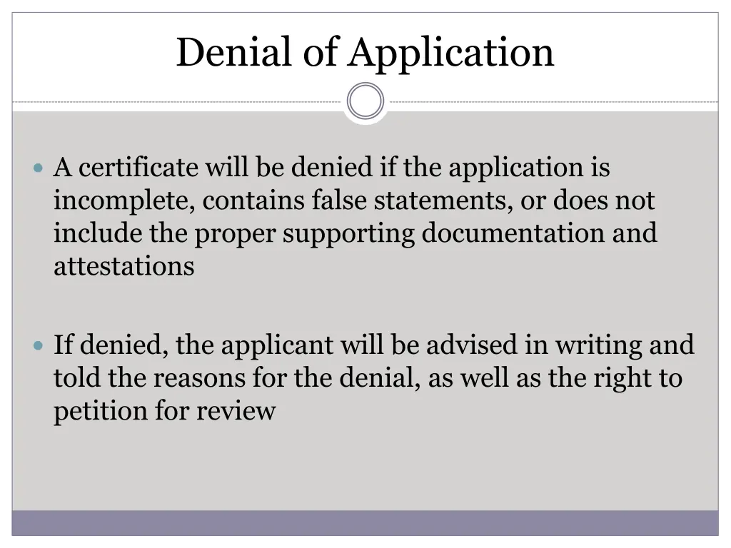 denial of application