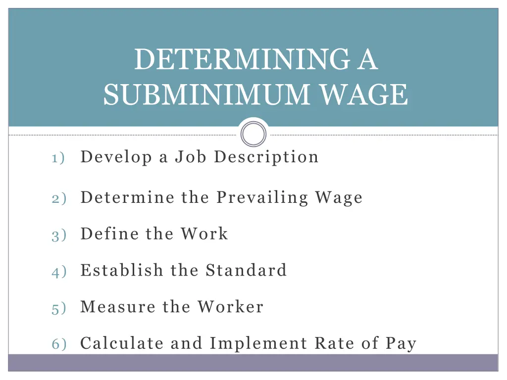 determining a subminimum wage