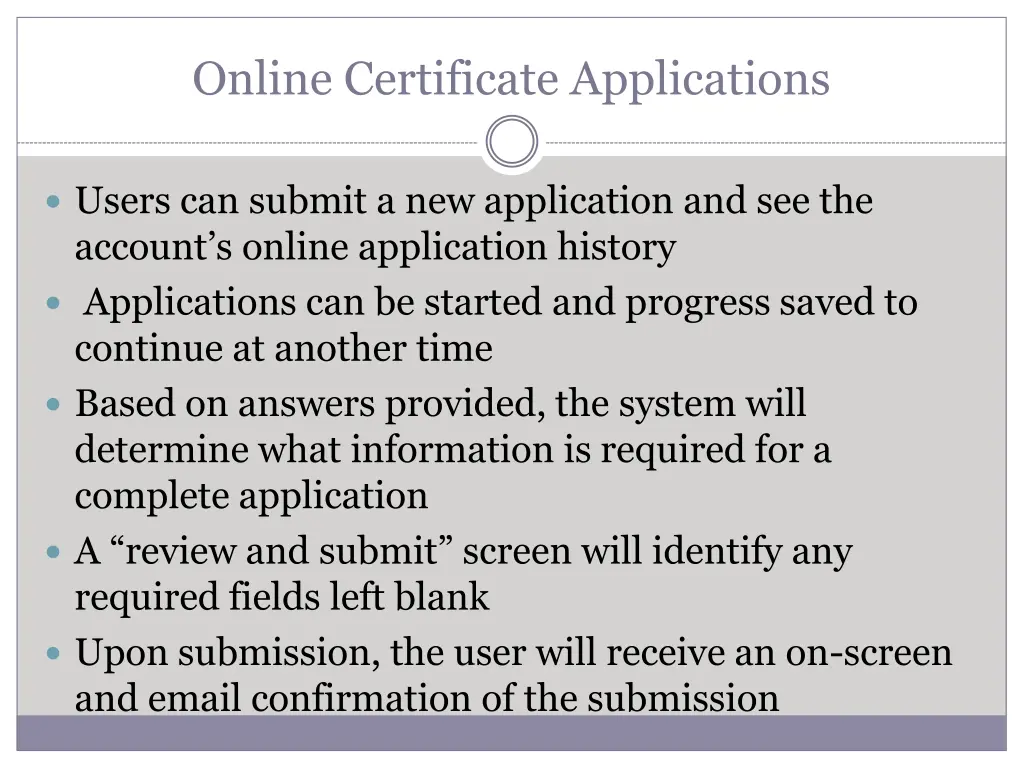 online certificate applications