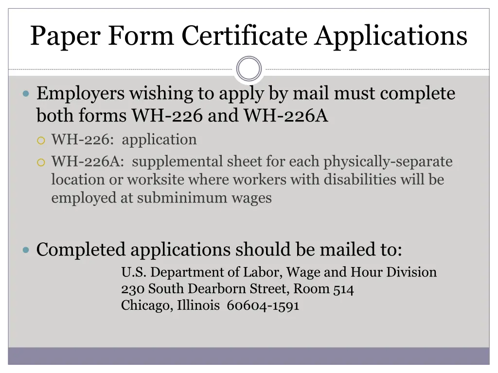 paper form certificate applications