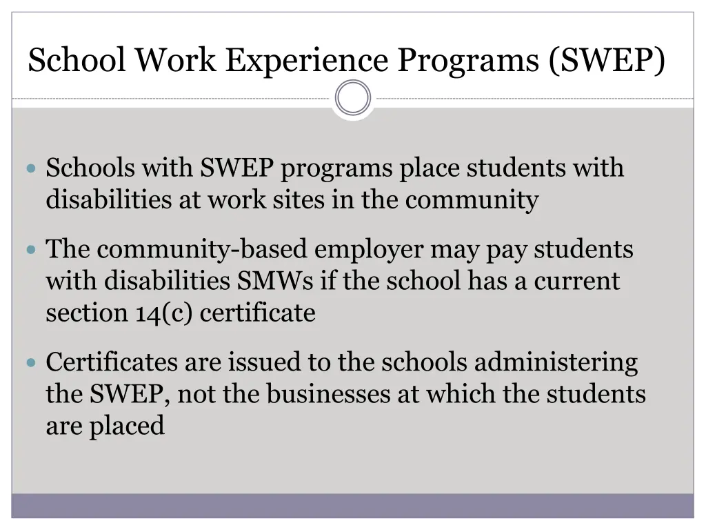 school work experience programs swep