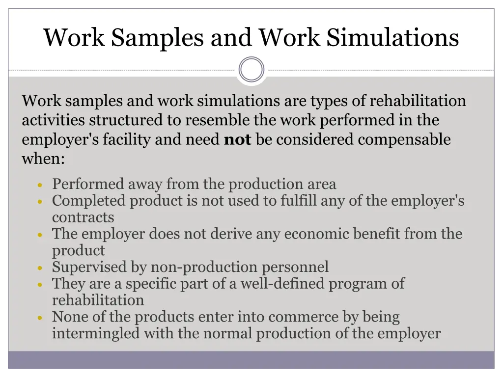 work samples and work simulations