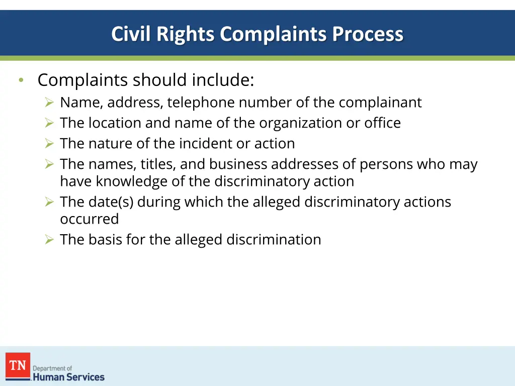 civil rights complaints process