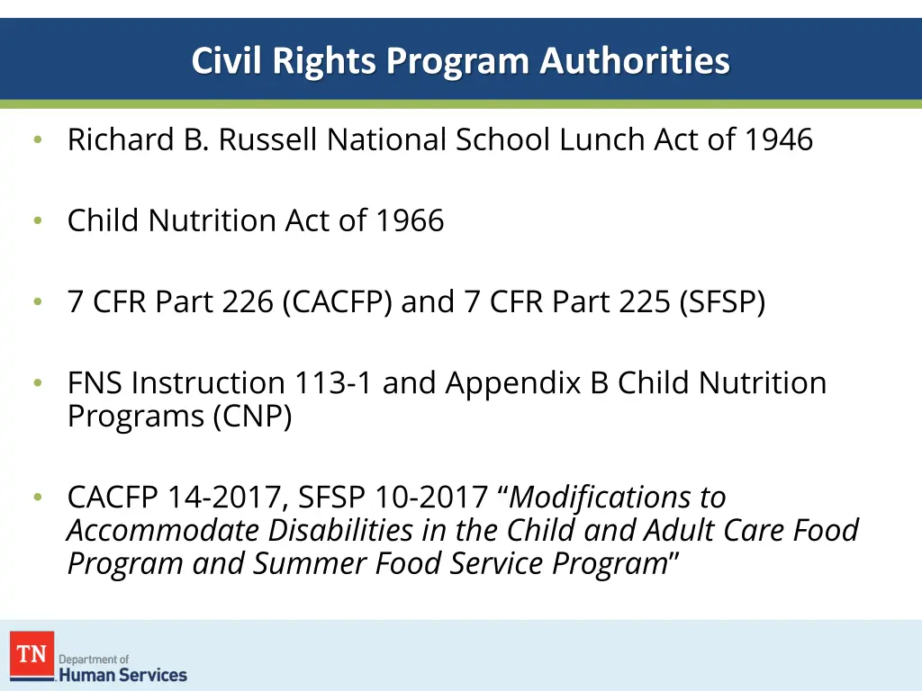 civil rights program authorities