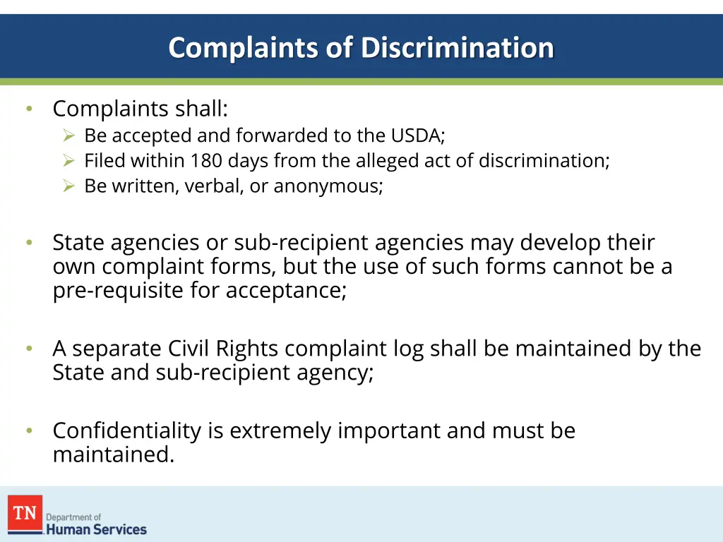 complaints of discrimination