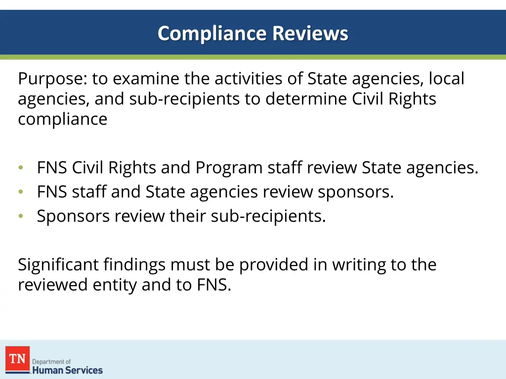 compliance reviews