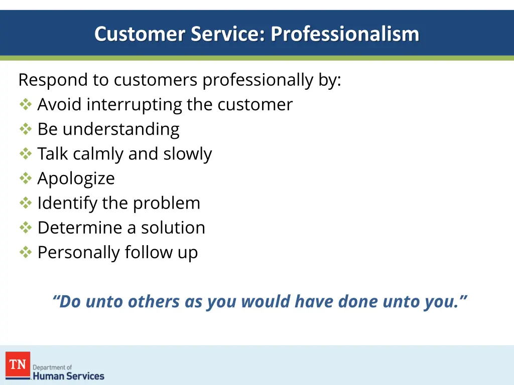 customer service professionalism