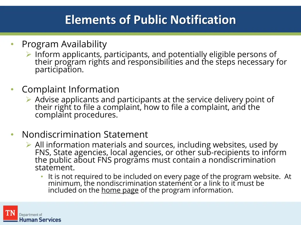 elements of public notification