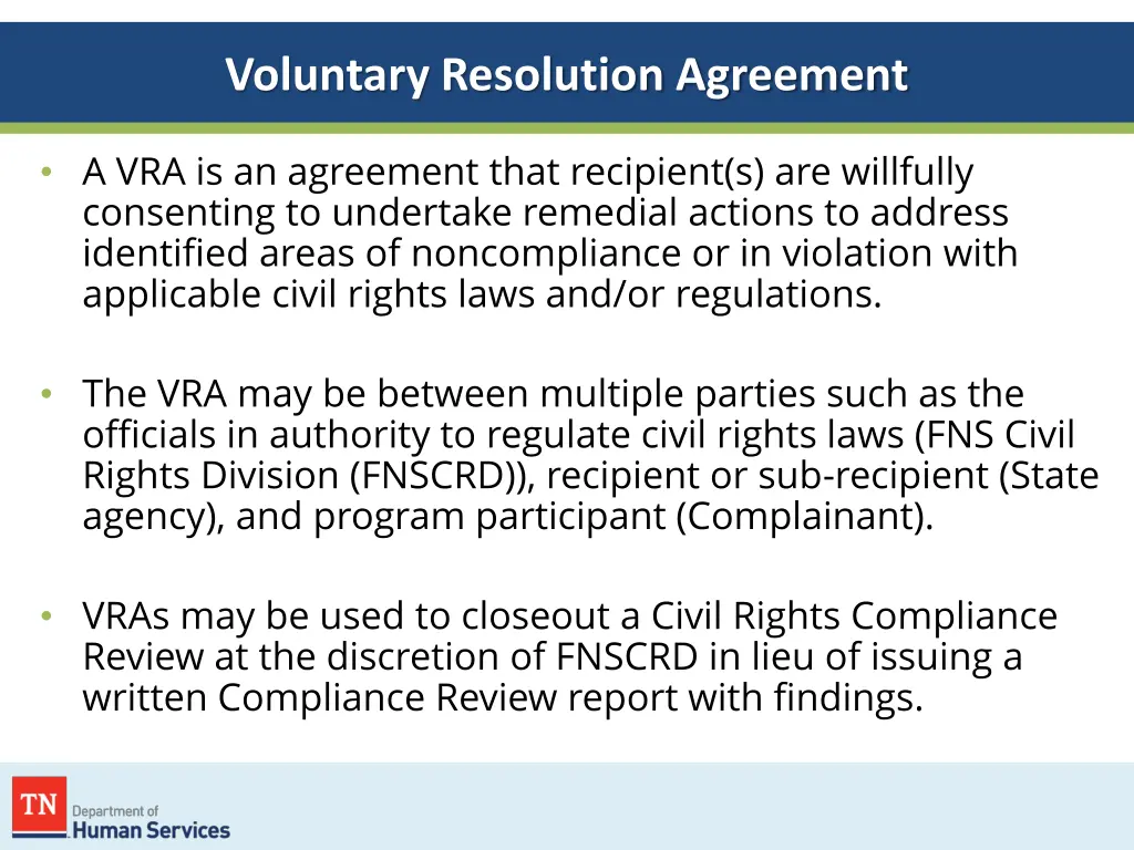 voluntary resolution agreement