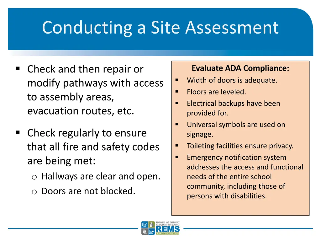 conducting a site assessment