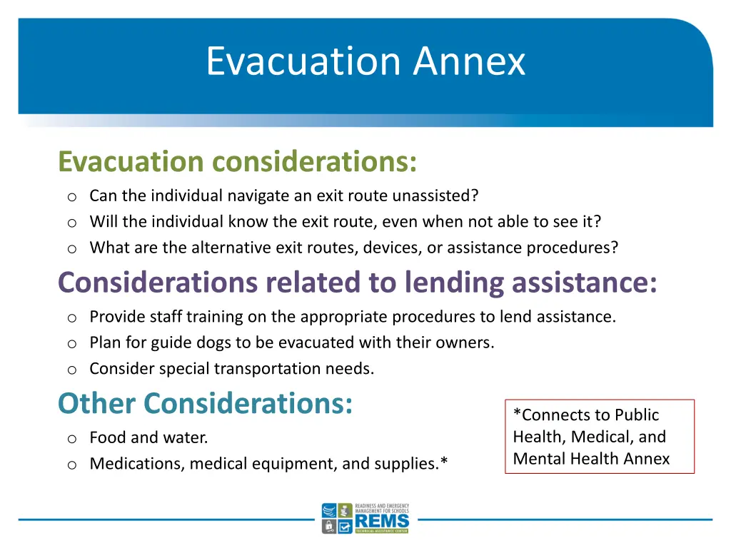 evacuation annex