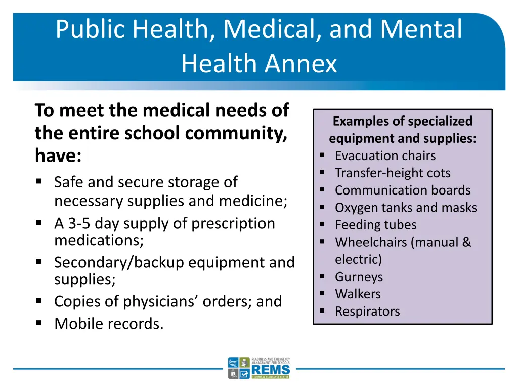 public health medical and mental health annex