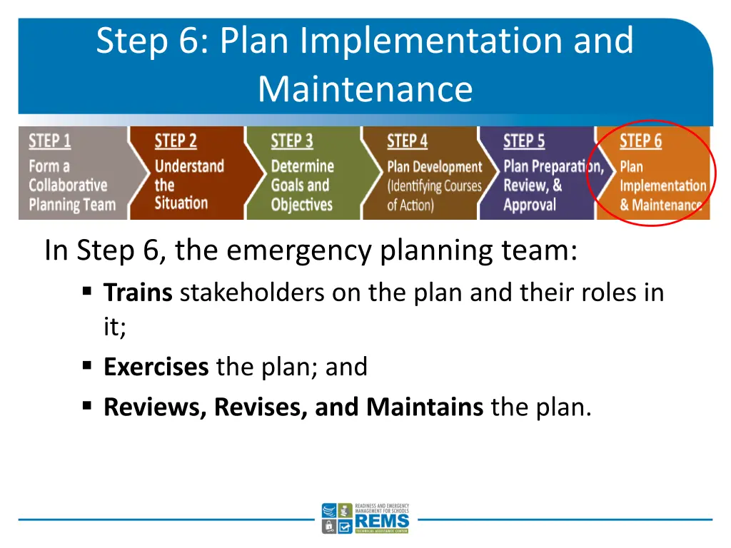 step 6 plan implementation and maintenance