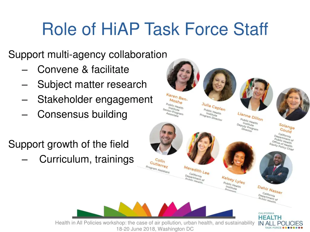 role of hiap task force staff