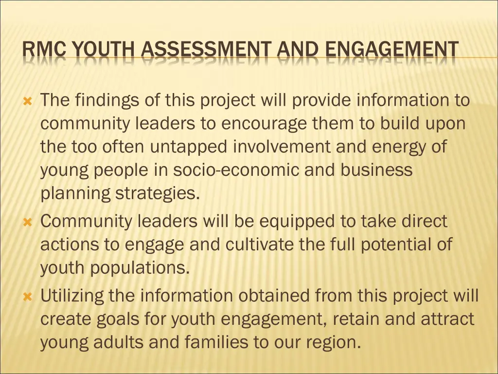 rmc youth assessment and engagement