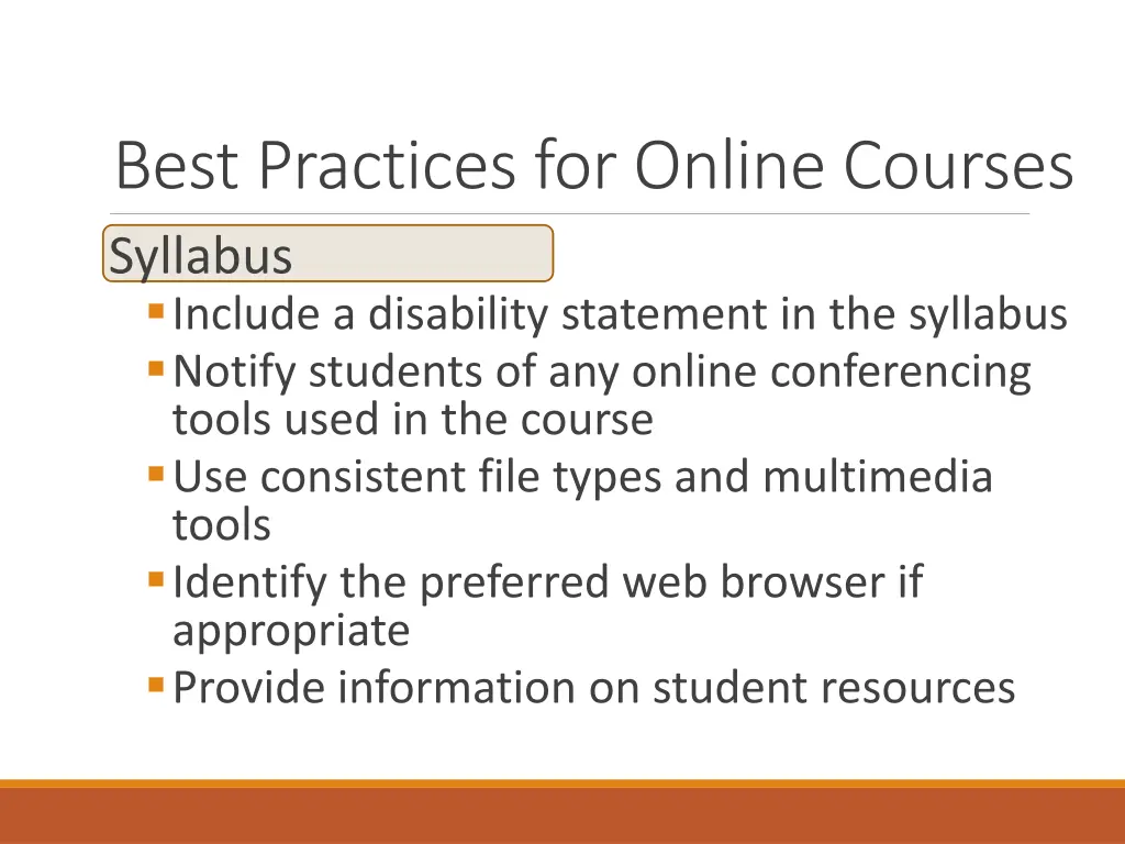 best practices for online courses syllabus