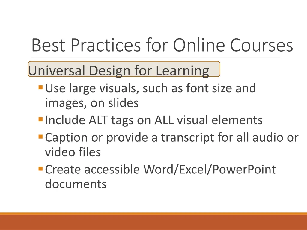 best practices for online courses universal