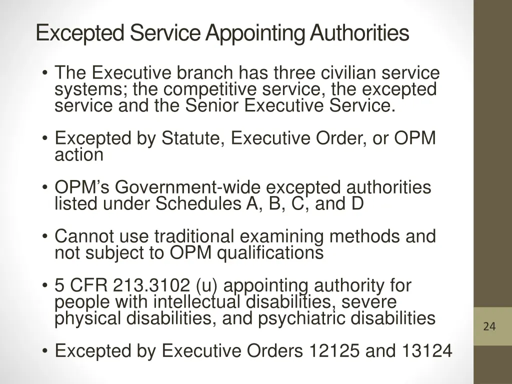 excepted service appointing authorities