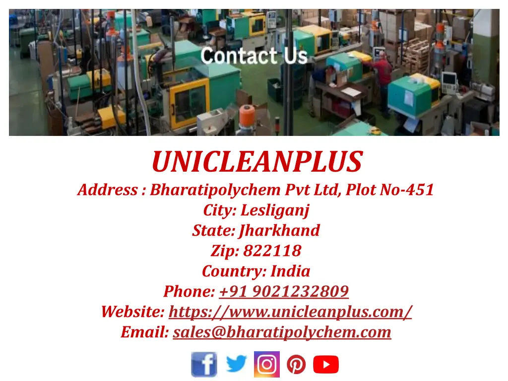 unicleanplus address bharatipolychem pvt ltd plot