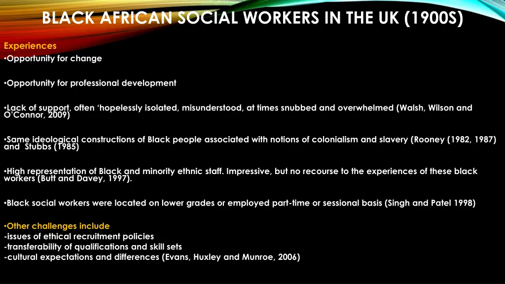 black african social workers in the uk 1900s