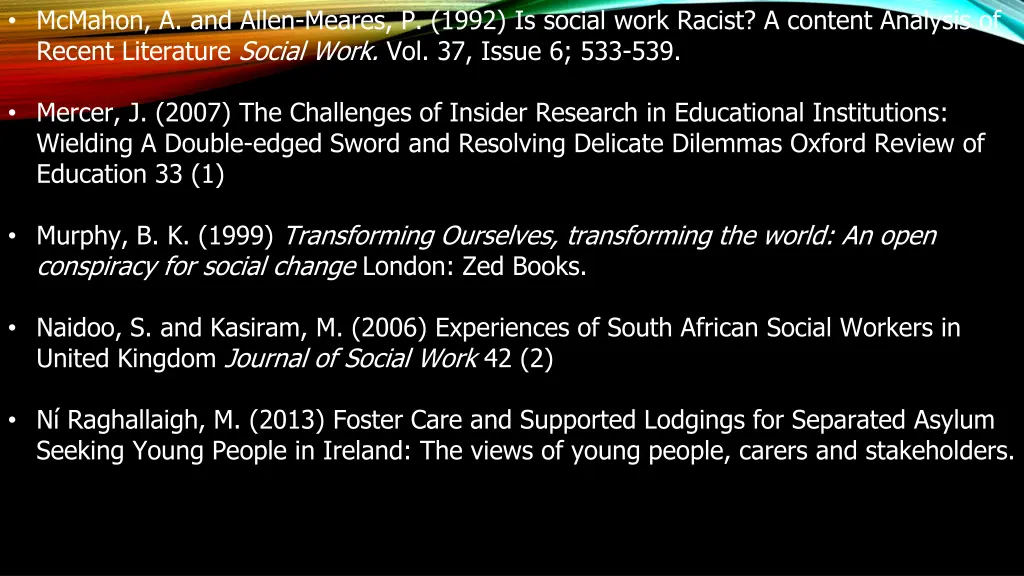 mcmahon a and allen meares p 1992 is social work