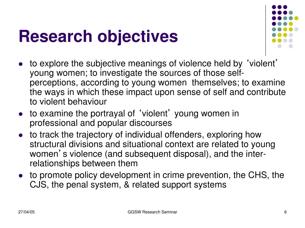 research objectives