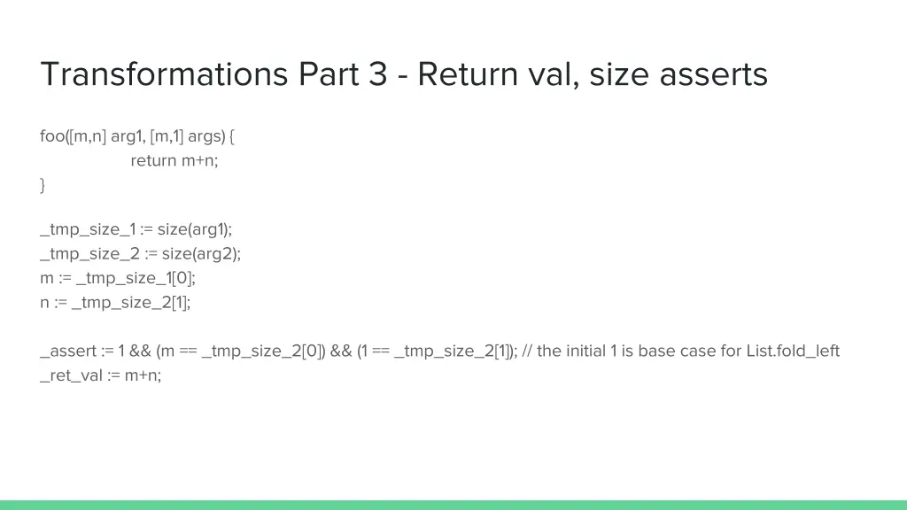 transformations part 3 return val size asserts