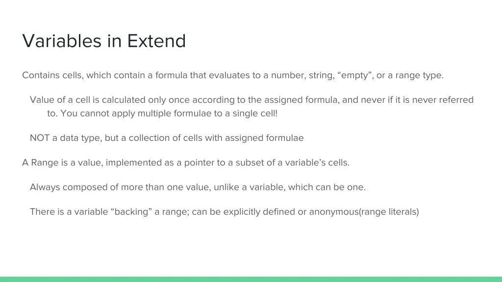 variables in extend