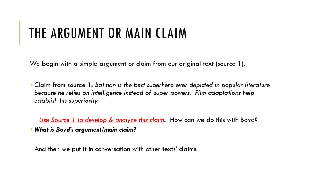 the argument or main claim