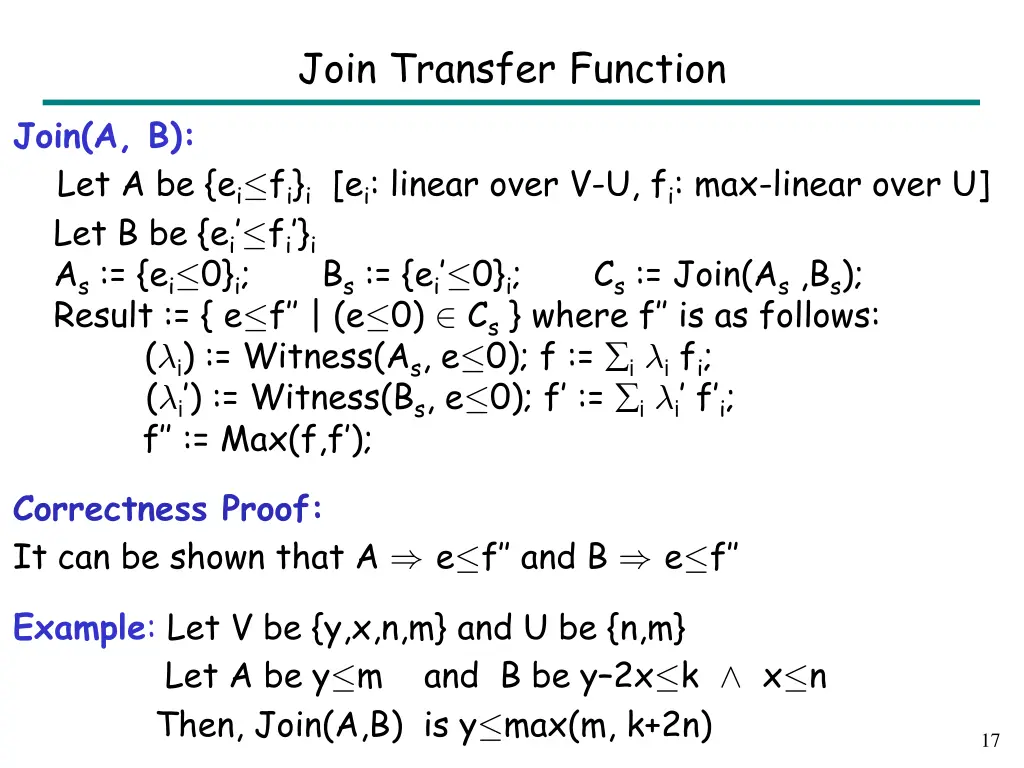 join transfer function