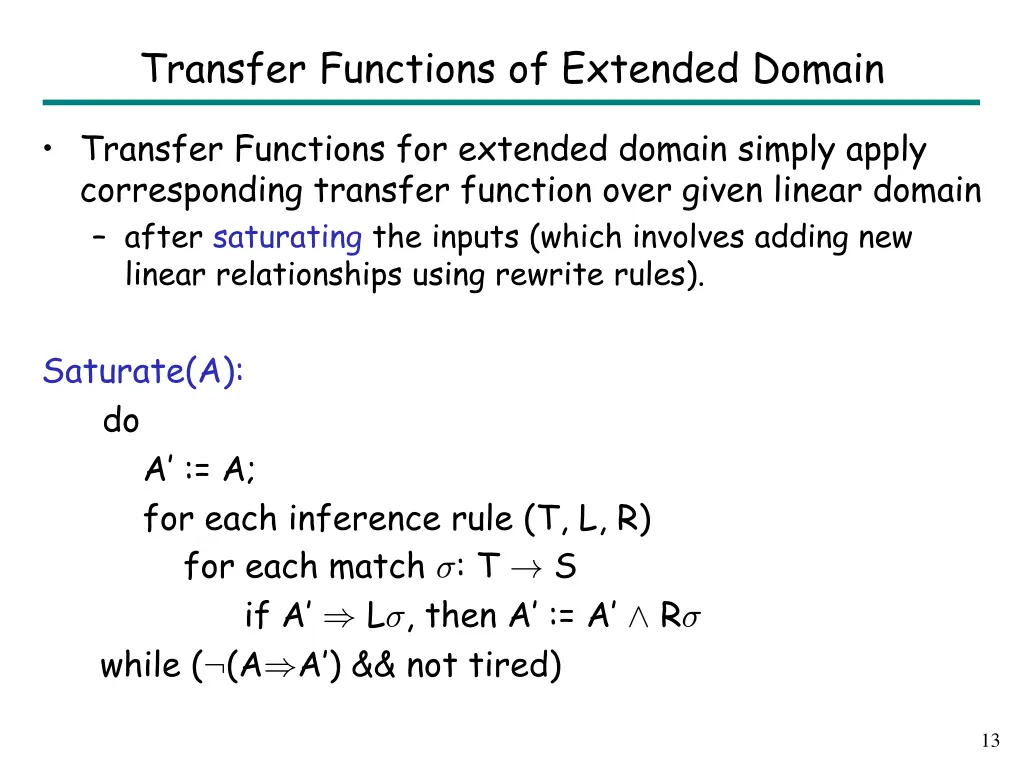 transfer functions of extended domain