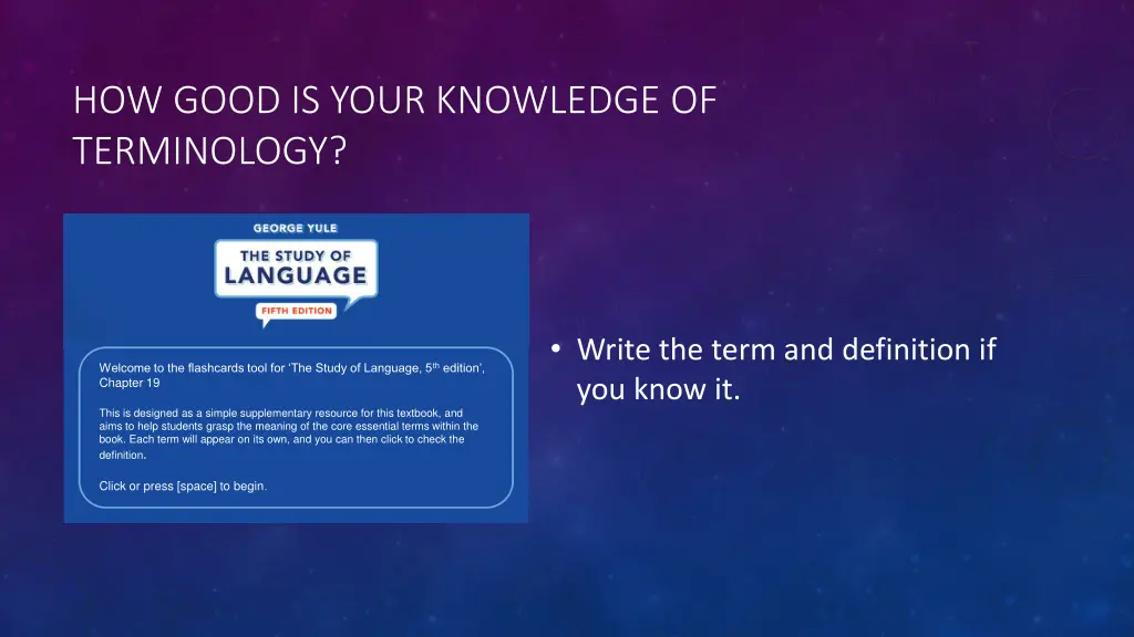 how good is your knowledge of terminology