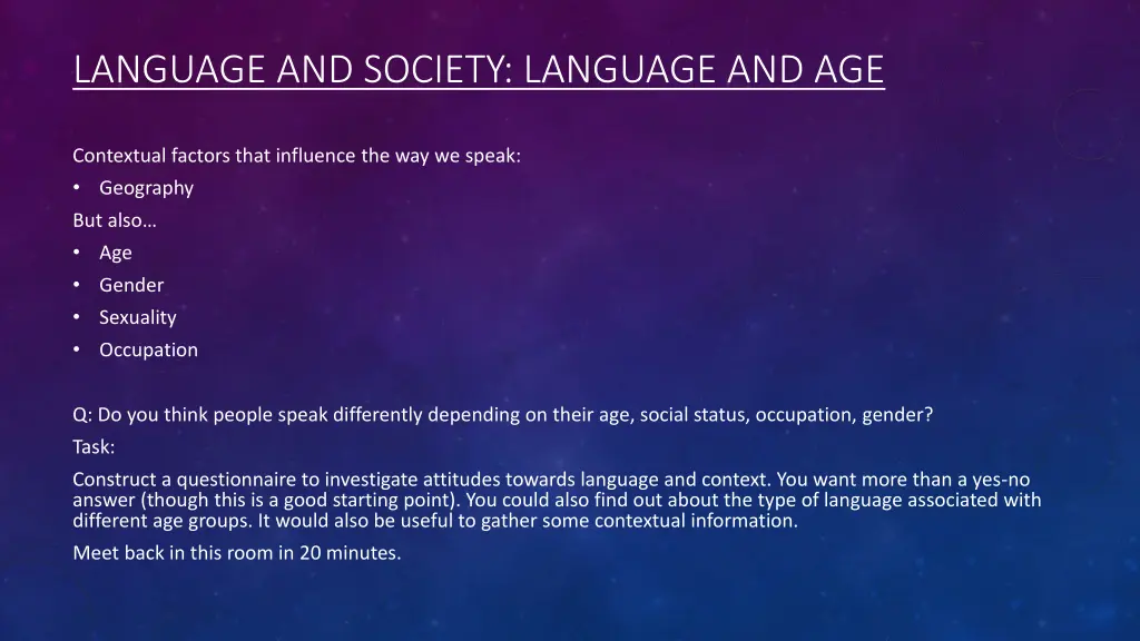 language and society language and age