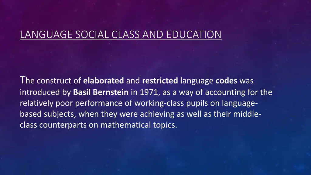 language social class and education