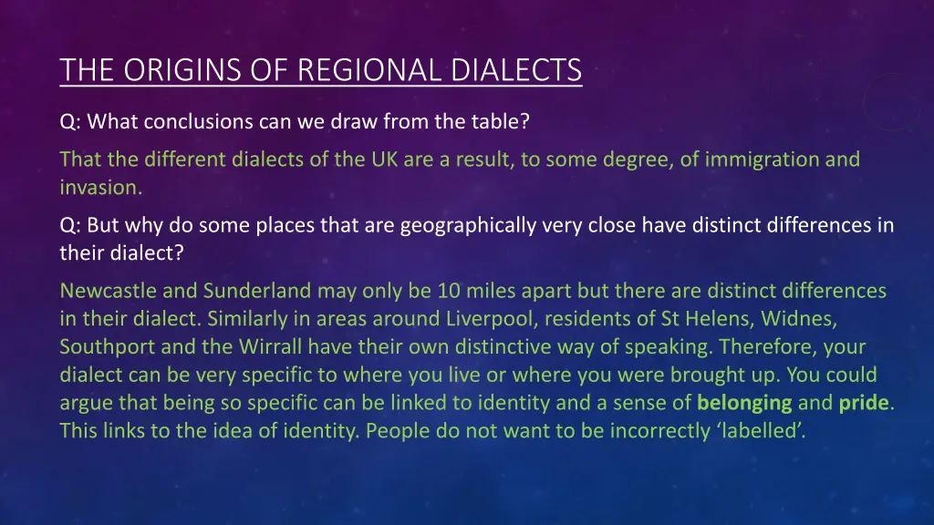 the origins of regional dialects