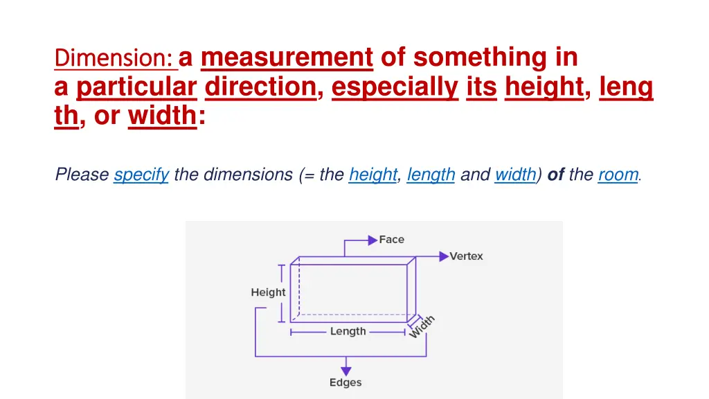 dimension dimension a measurement of something