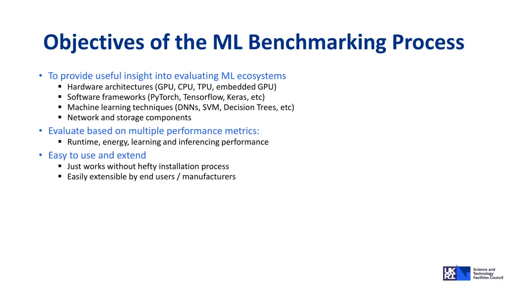 objectives of the ml benchmarking process 2