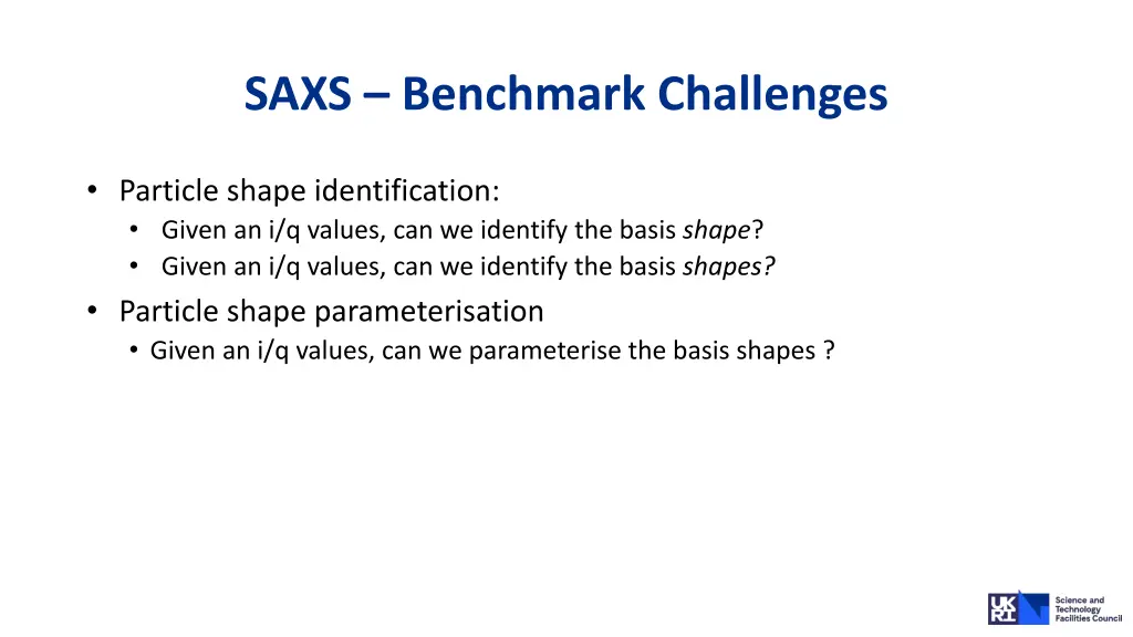 saxs benchmark challenges