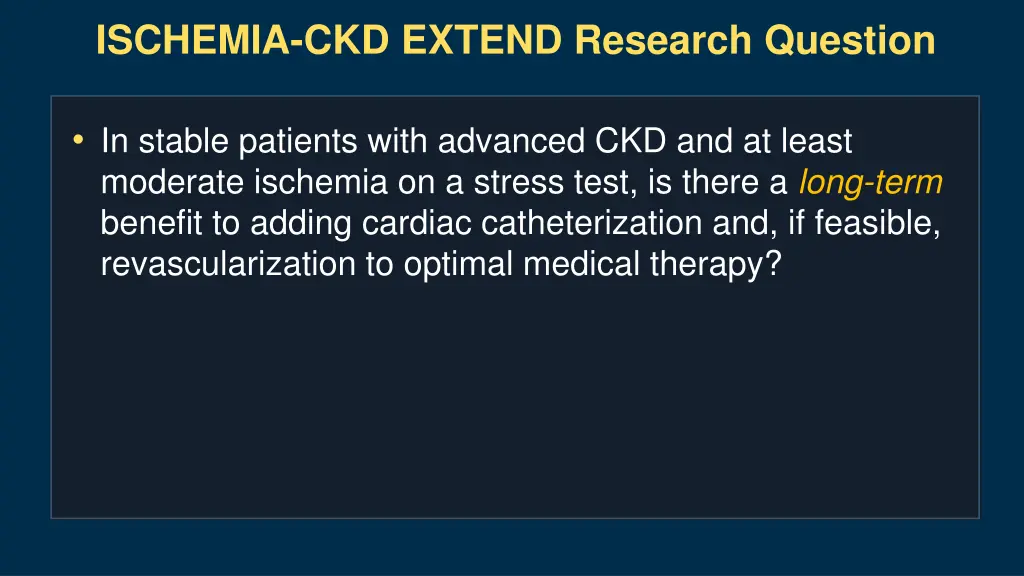 ischemia ckd extend research question