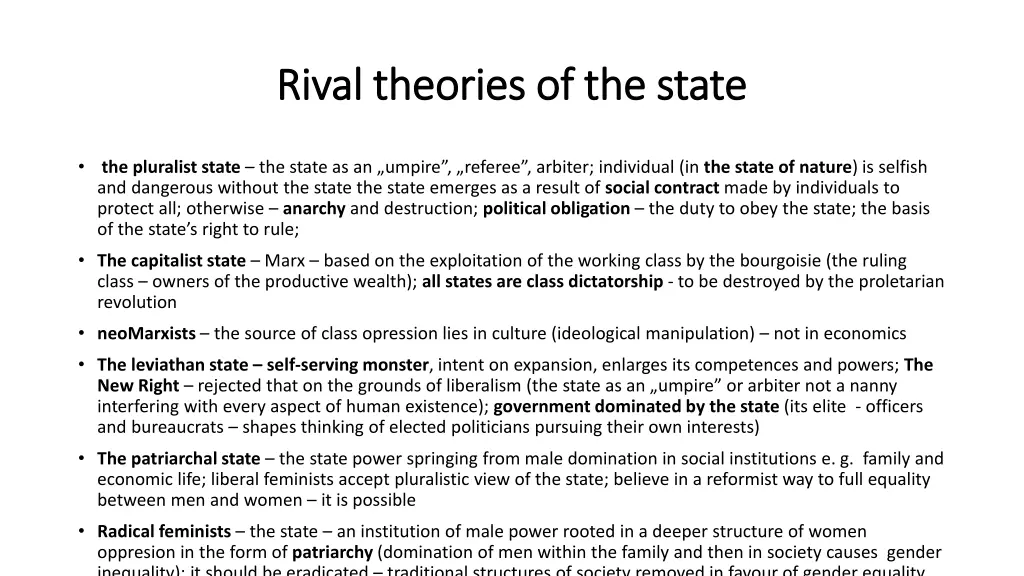 rival rival theories theories of