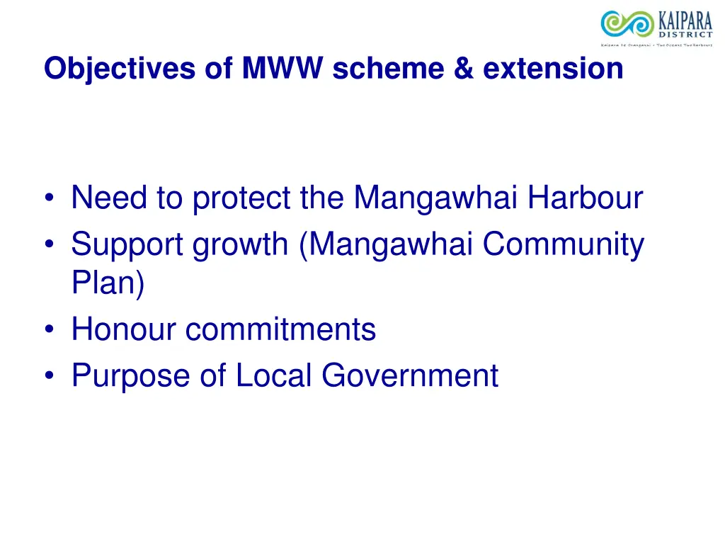 objectives of mww scheme extension