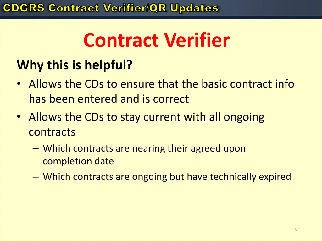 cdgrs contract verifier qr updates cdgrs contract 5