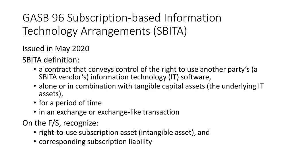 gasb 96 subscription based information technology