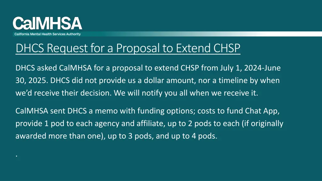 dhcs request for a proposal to extend chsp