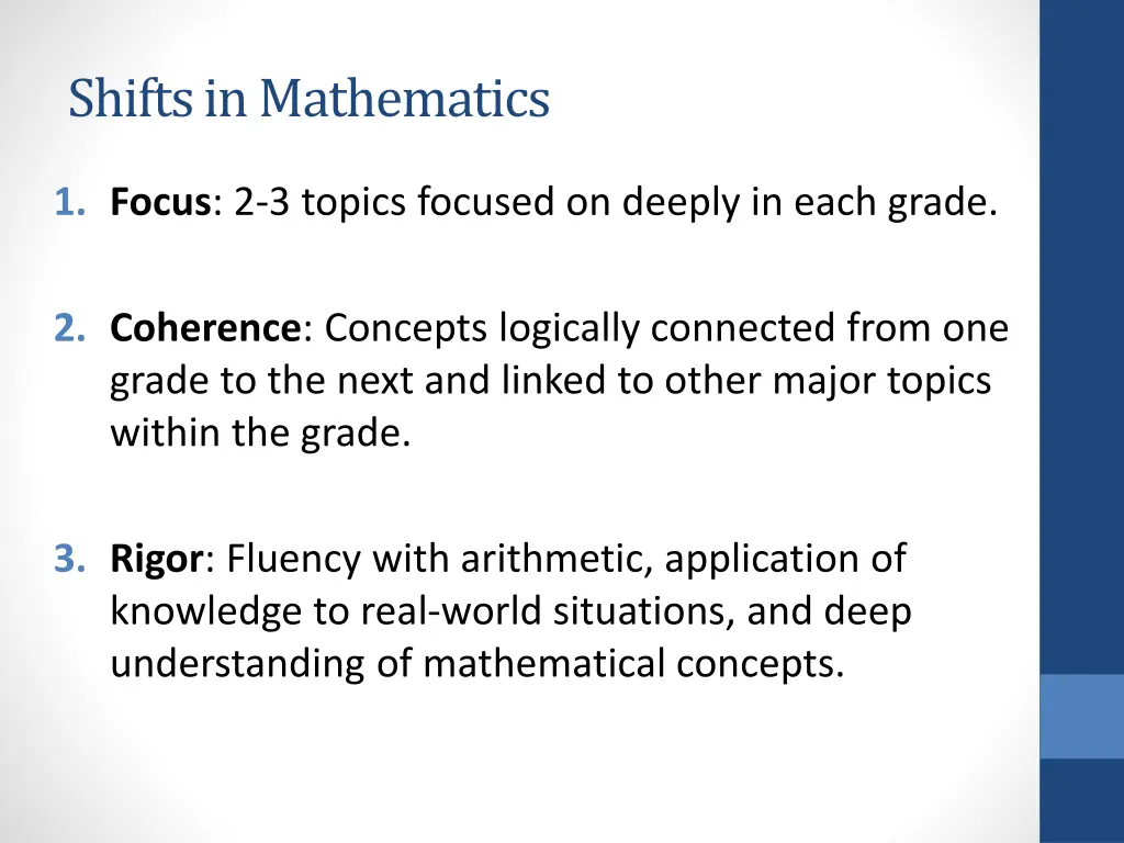 shifts in mathematics