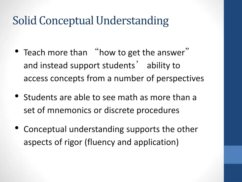 solid conceptual understanding