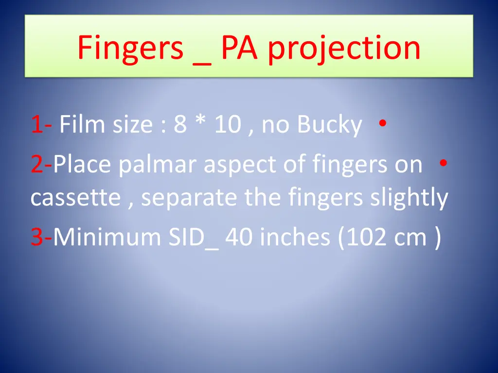 fingers pa projection