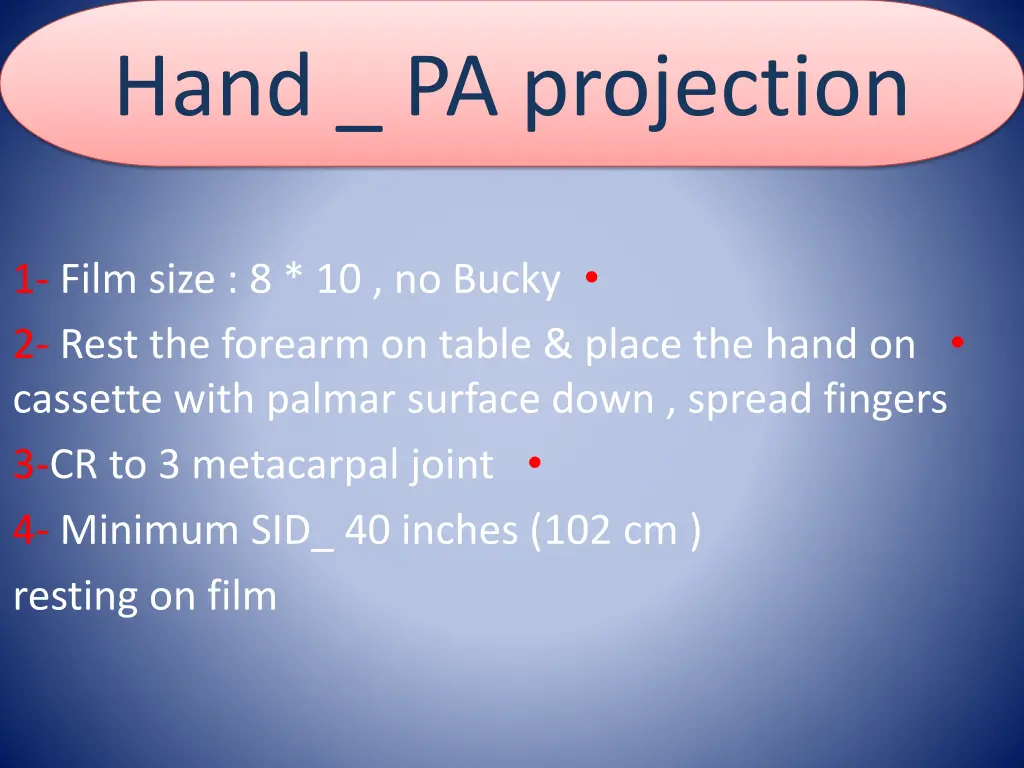 hand pa projection