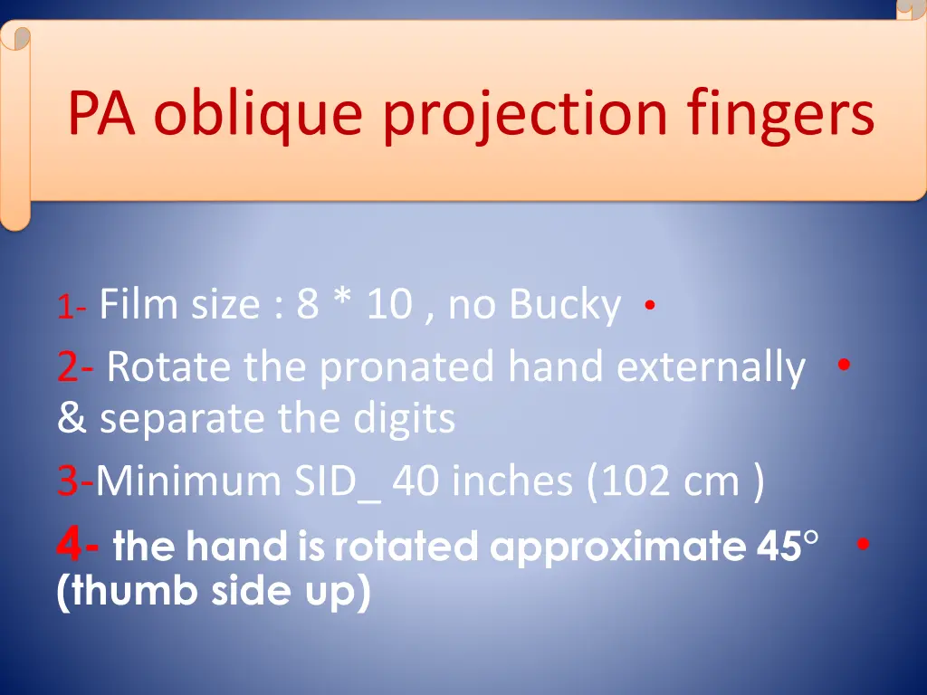 pa oblique projection fingers