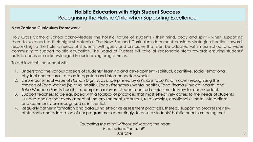 holistic education with high student success